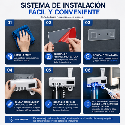 PureDent™ | Dispensador Y Esterilizador de Cepillos UV